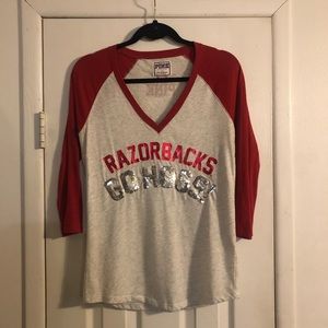 Vs Pink Arkansas Razorback Baseball Tee❤️🐗